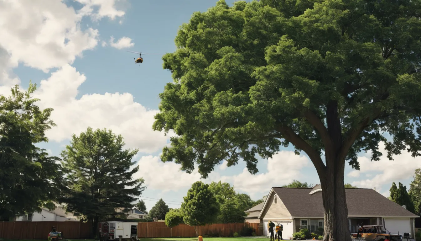 A tree being cut down safely near homes in the Birmingham area